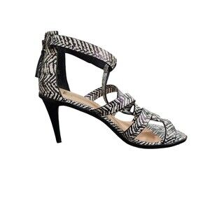Joe's Jeans Womens High Heels Strappy Ankle Zip Zebra Print Black/White Size 8